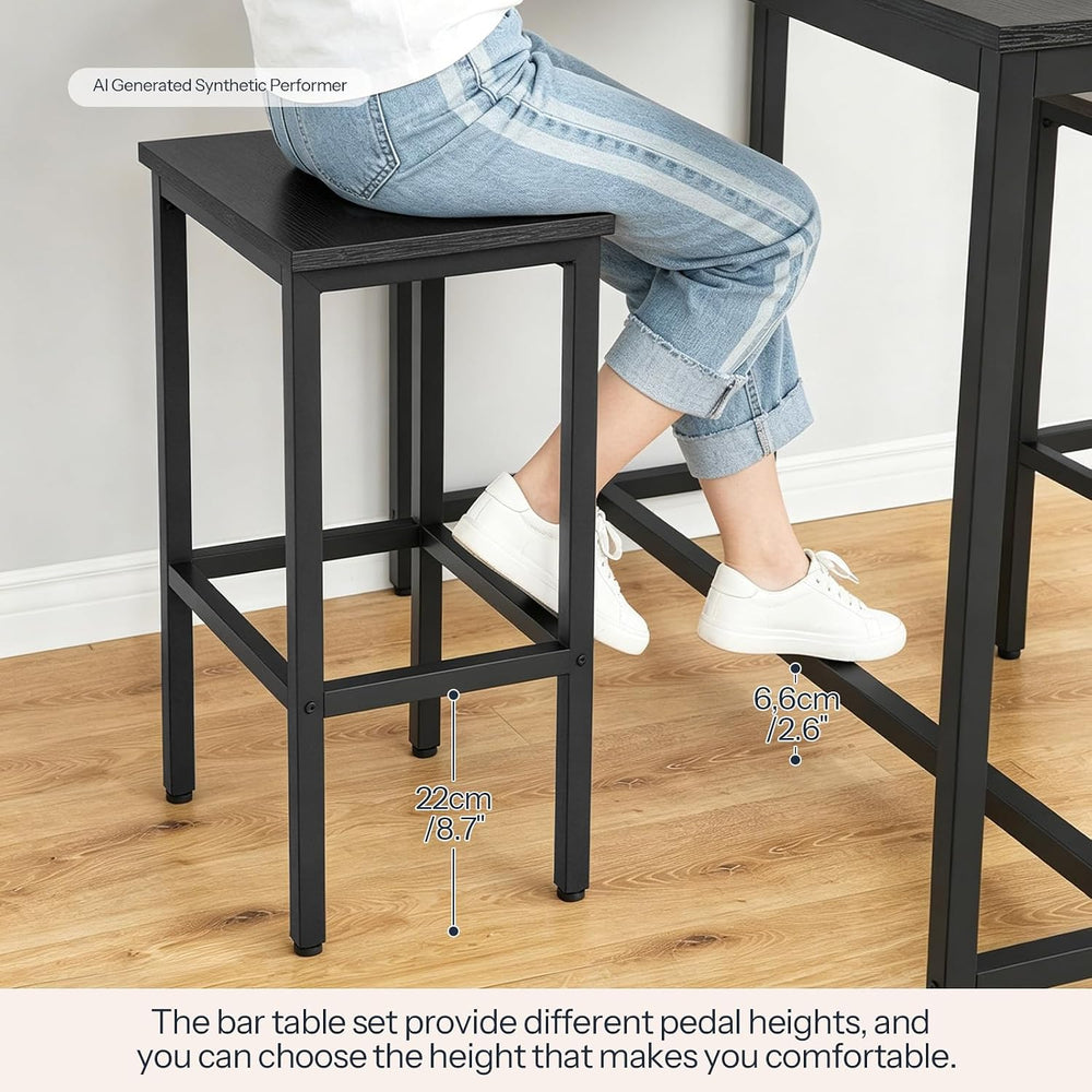 HOOBRO Bar Table and Chairs Set, 47.2" Rectangular Pub Table with 2 Stoo...