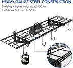 FLEXIMOUNTS Garage Wall Shelving, 1x4 ft, Includes 6 Bike Hooks, Wall Shelf Garage Organization System w/Bike Hangers, Storage Rack, Floating Shelves, 150 lbs Weight Capacity (1 Pack), Classic Series
