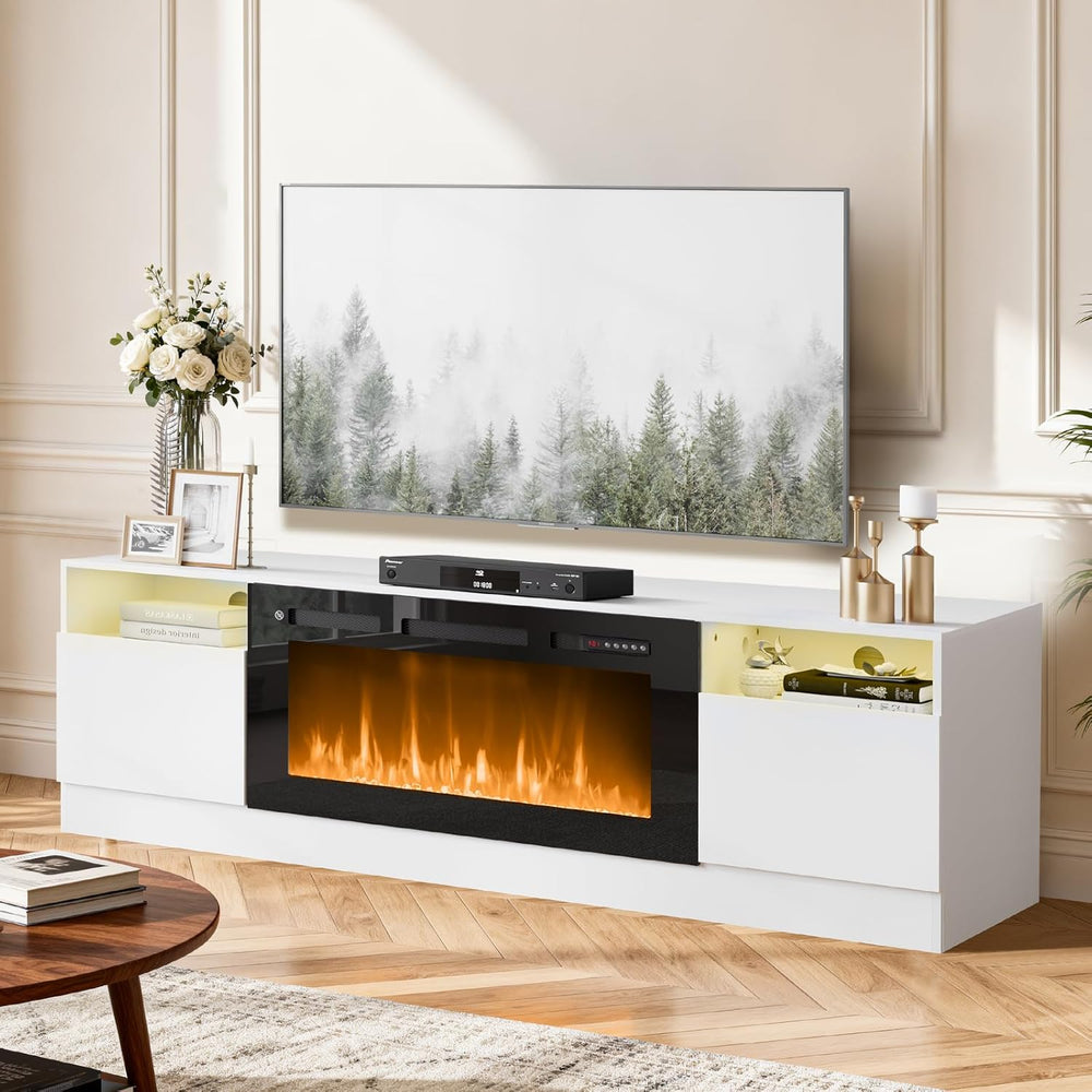 70" TV Stand with 36" Electric Fireplace, Large Modern Media Entert...