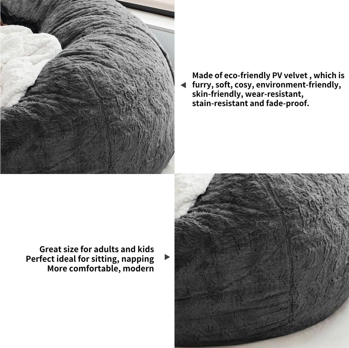 Round Giant Bean Bag Chair’s Inner Liner for Adults Kids (Without Bean Bag Cover and Filling), Inner Liner Only (5FT)