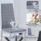 PU Dining Chairs Set of 4, Modern Kitchen & Dining Room Chairs Faux Leather Upholstered Dinner Chairs with Metal Legs for Small Space (Could Gray, Horizontal line)