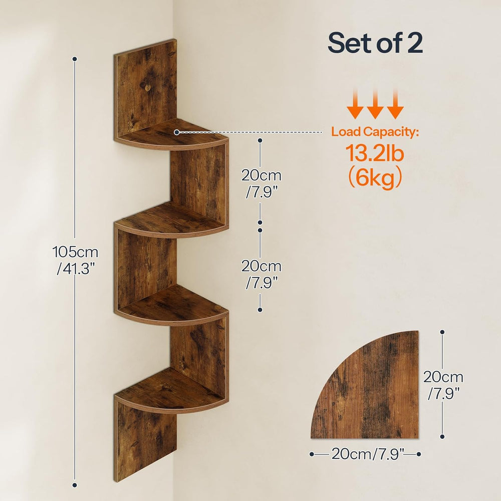 HOOBRO Corner Shelf Wall-Mounted, Set of 2 Floating Corner Shelves for Wall, ...