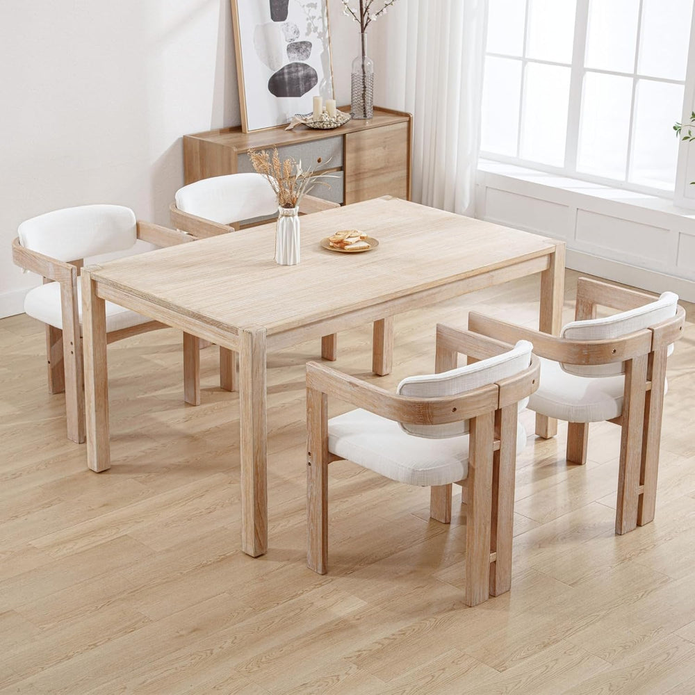 chairus Modern Barrel Dining Chairs Set of 4, Linen Upholstered Dining Room C...