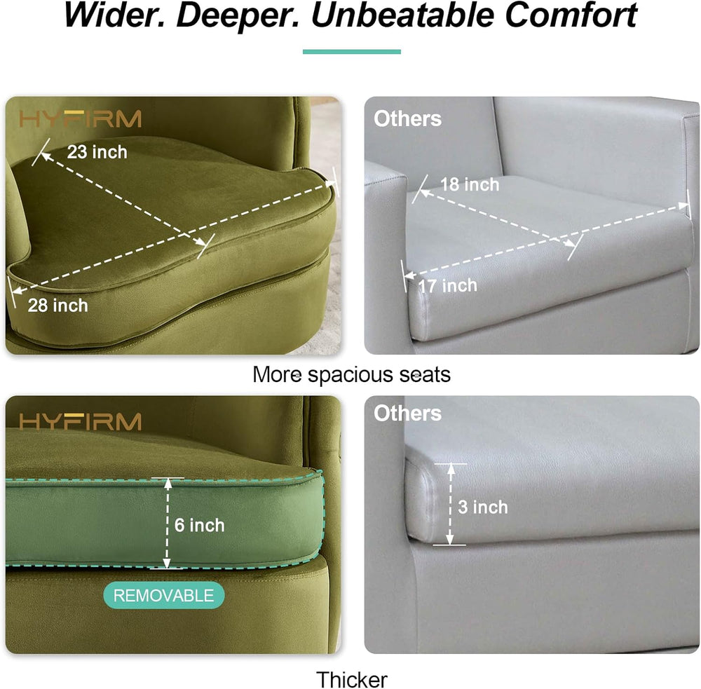 Hyfirm Modern Accent Chair, Swivel Barrel Armchair for Living Room, Button Tu...