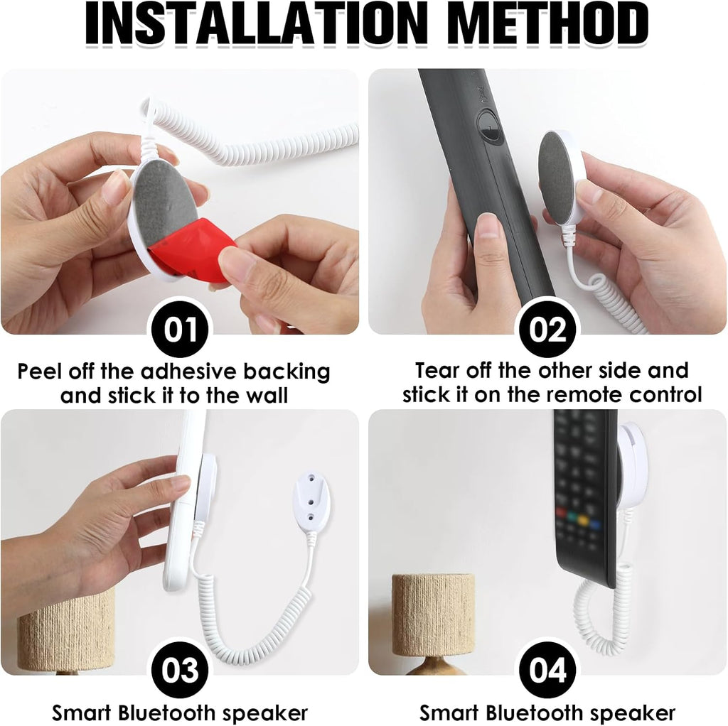 Magnetic Remote Leash Control Holder with Security Cable, Retractable Tidy Anti-lost Rope Organizer Easy Installation Stable Suitable for Projector TV Fan and Air Conditioner Remotes (4Pcs White, L)