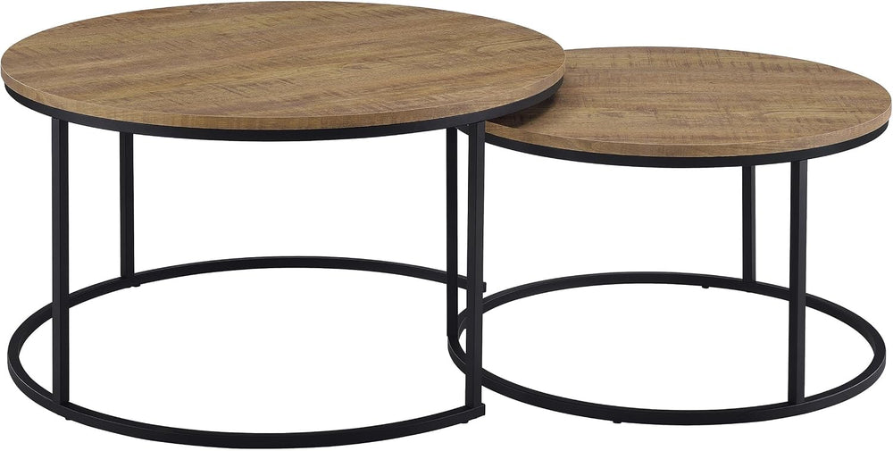 35" Textured Mango Wood Nesting End Table, Nesting End Tables with Open ...