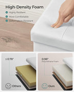 SONGMICS MAZIE Collection - 30 Inches Storage Ottoman Bench with Flipping Lid, Storage Chest Footstool, Load 660 lb, for Entryway, Living Room, Bedroom, Synthetic Leather, White ULSF45WT