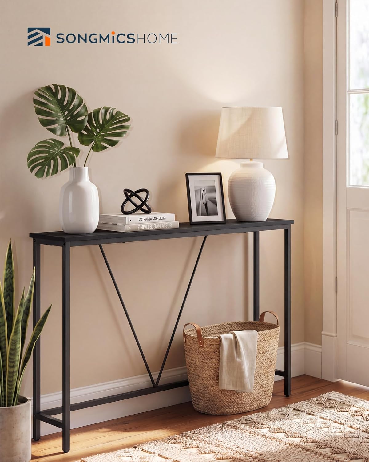 SONGMICS HOME Entryway Console Table, Behind Couch Table, for Living Room, Bedroom, Easy Assembly, Dark Gray