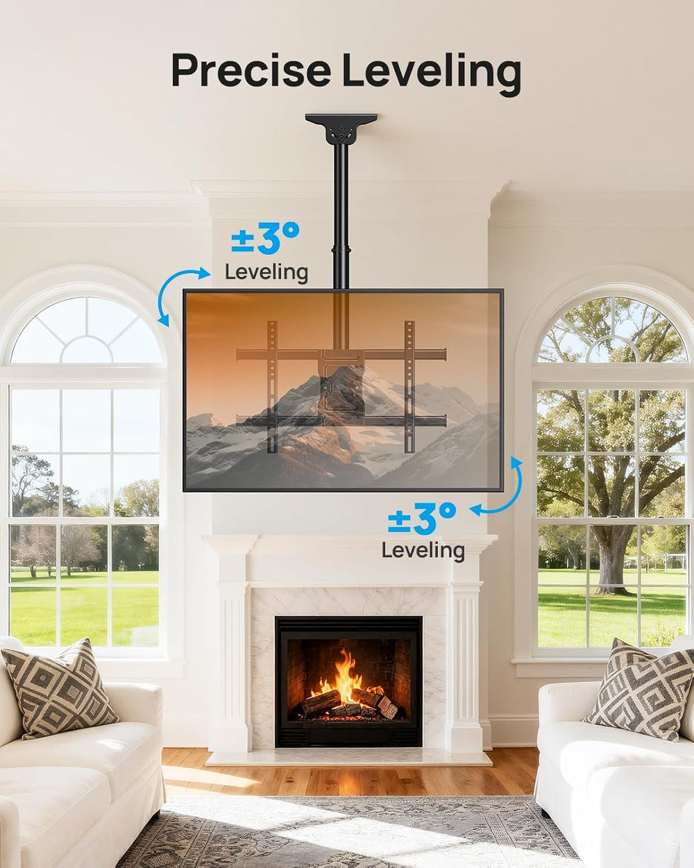 PERLESMITH Ceiling TV Mount for 37–75 inch TVs up to 110 lbs | 6 adjustable h...