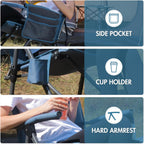 Portal Oversized Folding Rocking Camping Chair Portable Outdoor Rocker with High Back Hard Armrests Carry Bag, Supports 400 lbs
