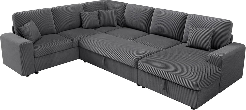 130" Sectional Couches for Living Room, Modular Sectional Sofa, Grey | S...