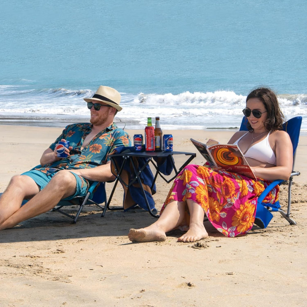 Romswi 2 Pack Lightweight Low Beach Chairs with Breathable Mesh Back,6LBS Fol...