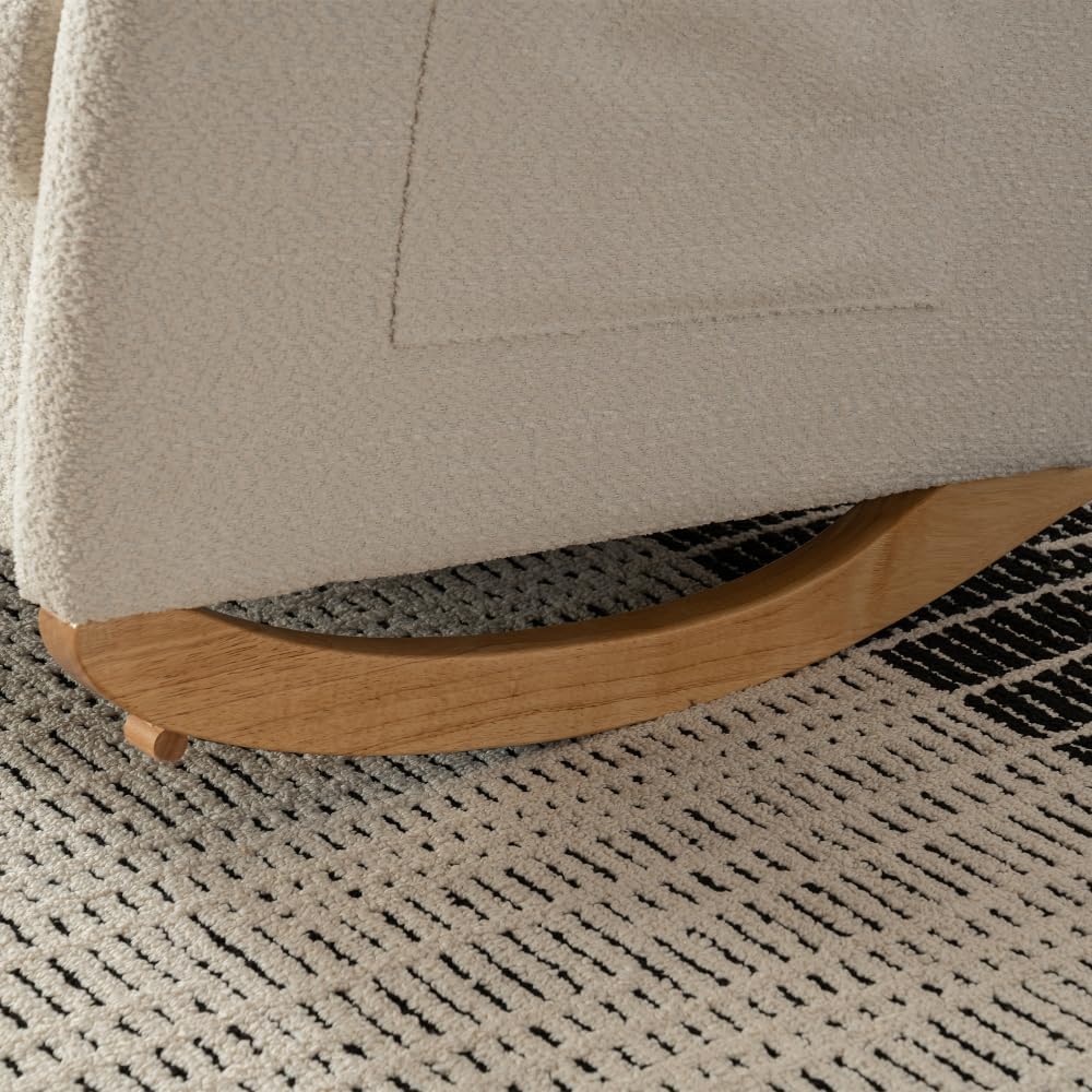 Chair with Footrest High Back Rubber Wood Rocking Legs Bedroom Living Space (...