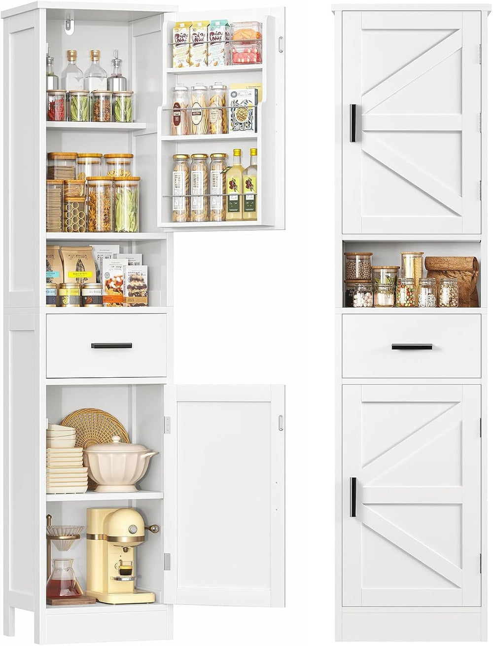 TEENFON 67" H Tall Storage Cabinet with 2 Doors, Bathroom Storage Cabine...