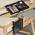 Bedside Shelf Foldable, Metal Clip-On Bunk Bed Table Shelf for Top Bunk Heavy Duty Bed Side Table Tray for College Dorm Room Essentials, Loft Nightstand Organizer Tray with 1 Cord Hole(Black)
