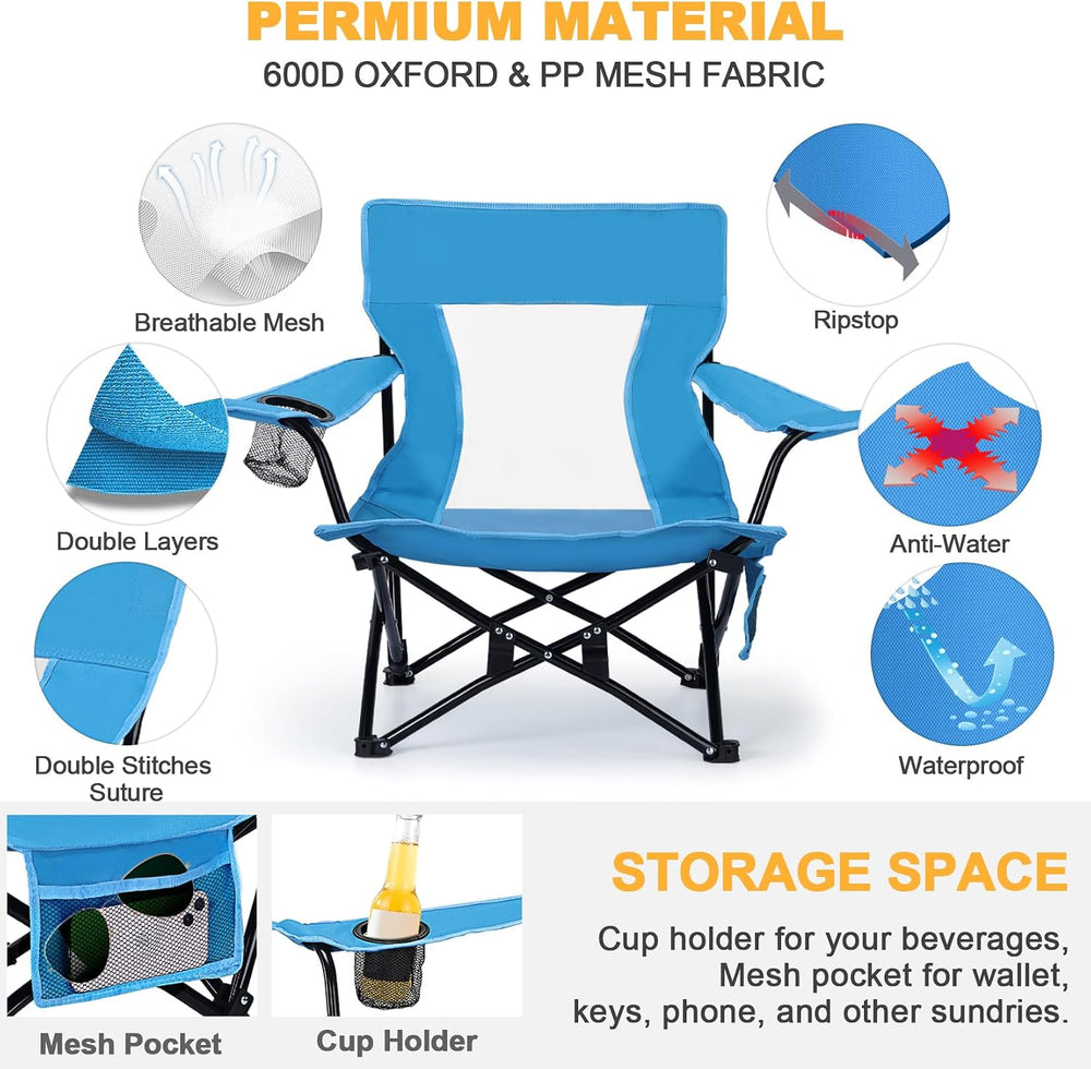 Joyfair Beach Camping Chair (2 Pack), Folding Chair for Adults (Blue) | Heavy...
