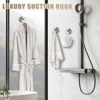 Suction Cup Hooks for Shower No-Drill Bathroom Hooks for Towels, Robes, Loofah Mountable on Bathroom Walls, Kitchen, Glass, Mirrors, Tile and Smooth,Non-Porous Surfaces (2, Brushed Nickel)