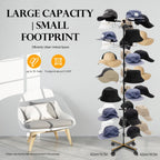 7-Tier Rotating Iron Hat Rack with Wheels & Brakes, Heavy Duty 35-Hat Organizer for Home/Store, Black Modern Free Standing Wig Display Stand, 11lbs Capacity (Black)