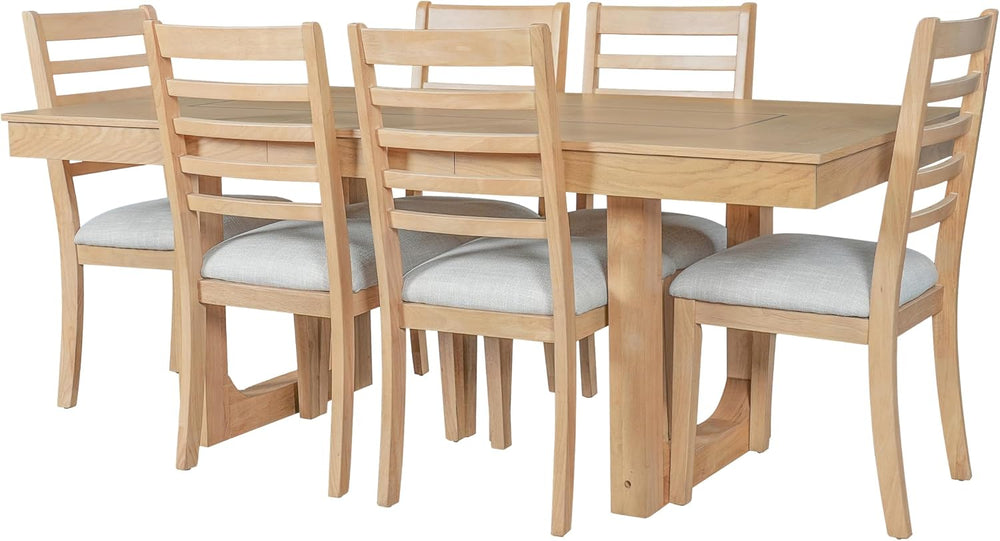P PURLOVE 7 Piece Extendable Dining Table Set, Wooden Rustic Extendable Table...