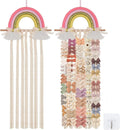 Rainbow Hair Bow Organizer for Girls Baby Hair Clips Holder Ribbons | Tassels Baby Bow Holder Hairpin Display Storage, Hanging Hair Accessories Storage,Nursery Girls Room Decor(26x11 Inch)