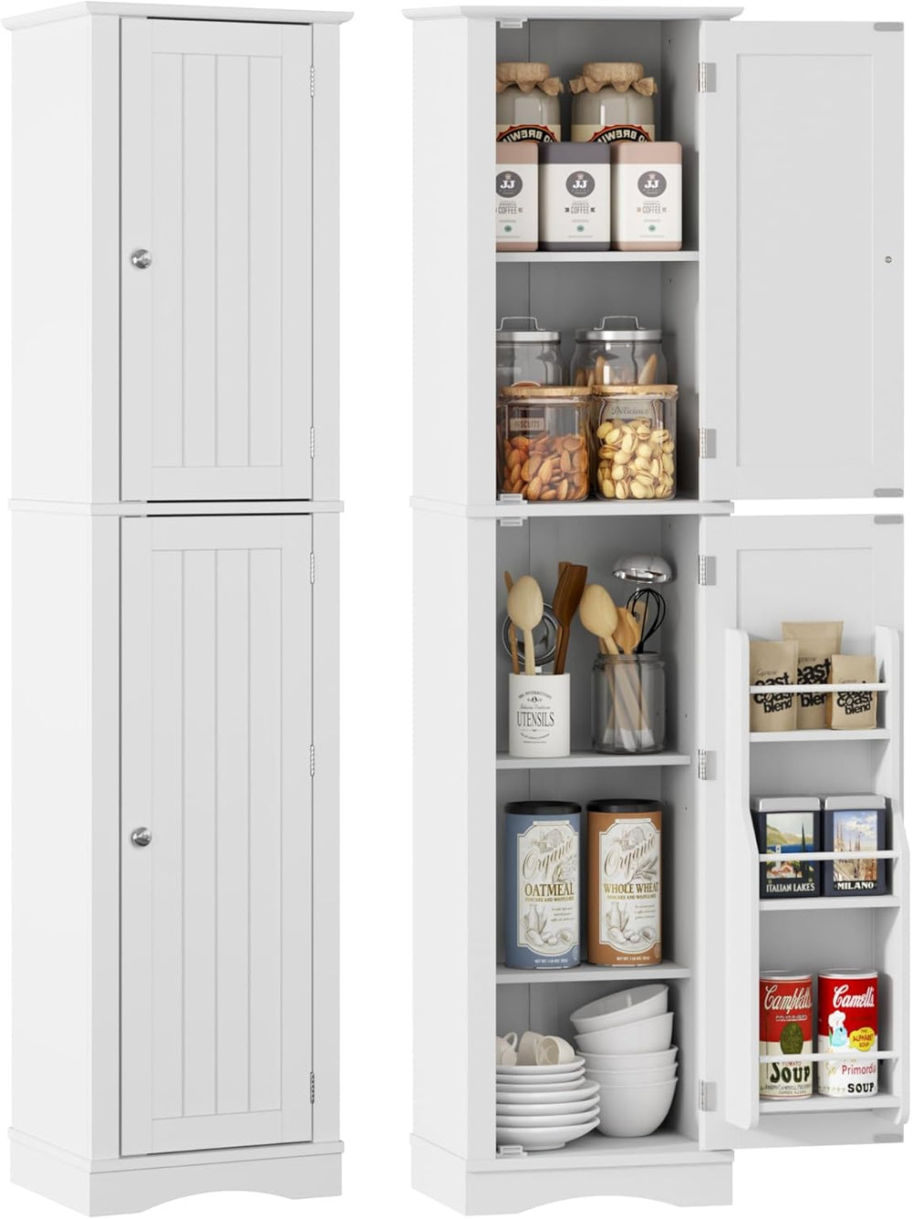 Function Home Tall Bathroom Storage Cabinet, 64" Slim Kitchen Pantry wit...
