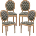 French Country Dining Chairs Set of 4, Olive Kitchen & Dining Room Chairs, Faux Leather Kitchen Chairs, Tufted Upholstered, Wood Legs, Sillas De Comedor (PU,Pine Green, 4Pcs)