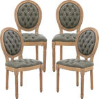 French Country Dining Chairs Set of 4, Olive Kitchen & Dining Room Chairs, Faux Leather Kitchen Chairs, Tufted Upholstered, Wood Legs, Sillas De Comedor (PU,Pine Green, 4Pcs)