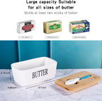 Large White Butter Dish with Lid and Knife for Countertop, Ceramic Covered Butter Stick Holder Container for Fridge