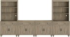 WAMPAT Entertainment Center with Bookshelves for TVs up to 75", Farmhouse Wall Unit TV Stand with 8 Doors & 4 Drawer, Media Console Table for Living Room, Bedroom & Home Theater, Wash Grey