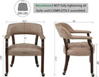 LEEMTORIG Large Dining Chairs with Casters and Arms, Rolling Dining Chairs with Wheels, Accent Wood Boss Caption's Chairs, 26" D x 25.2" W x 31.5" H, Espresso Legs & Yellowish Brown Fabric SY-318-LT