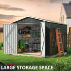 Polar Aurora 8x8 FT Outdoor Storage Shed, Metal Garden Shed with Updated Frame Structure, Tool Sheds for Backyard Garden Patio Lawn, Black