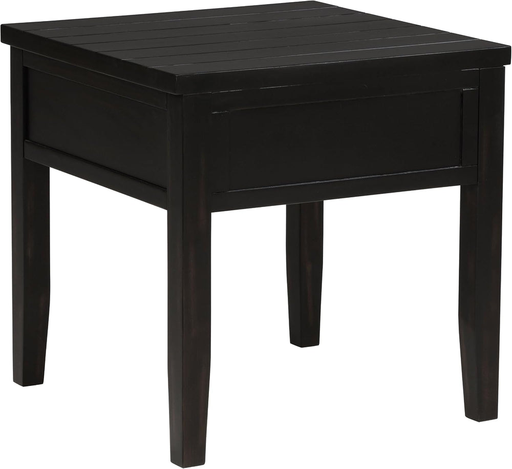 Sutter, End Table, Side Table, Java Pine Veneer Accent Table, Square Living R...