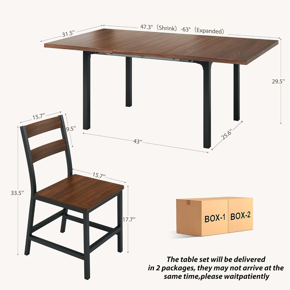 HUAHUU 7-Piece Dining Table Set for 6, 63" Extendable Kitchen Table with...