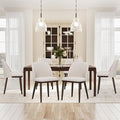COLAMY Upholstered Dining Chairs Set of 6, Modern Kitchen Chairs with Back, Fabric Side Chair with Wood Legs for Dining Room Kitchen Restaurant, Beige