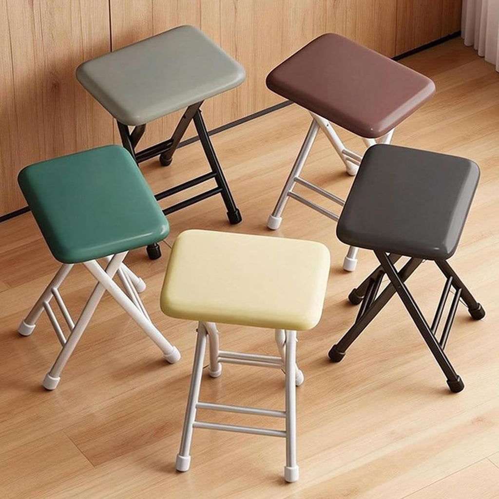 Stackable Kitchen Stools, Folding Chairs, Commercial Event Seat, Comfortable Cushion, for Patio, Picnic, Parties, Home, Office(Green,White Frame)