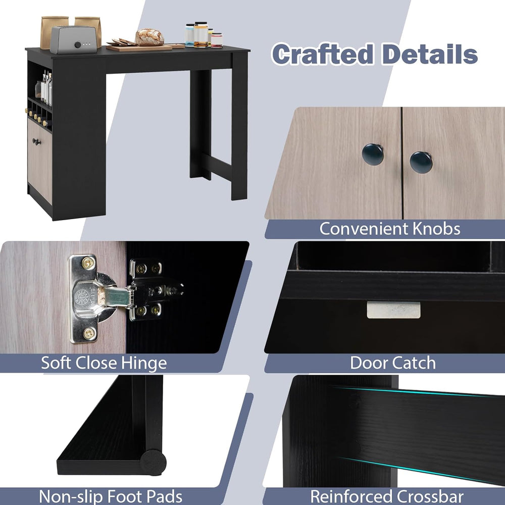 Giantex 48" Dining Table, Counter Height Bar Table with Storage Cabinet,...