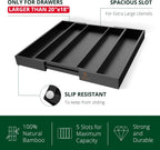 ROYAL CRAFT WOOD Luxury Bamboo Kitchen Drawer Organizer - Silverware Organizer - Utensil Holder and Cutlery Tray with Grooved Drawer Dividers for Flatware and Kitchen Utensils (5 Slot, Black)