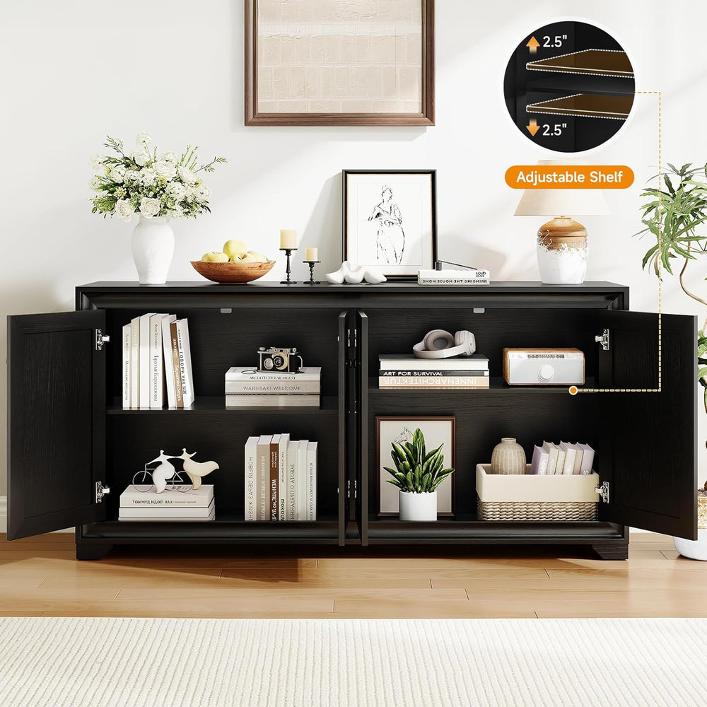 ONBRILL 60" Buffet Cabinet with Storage, 4 Doors Sideboard Buffet Cabine...
