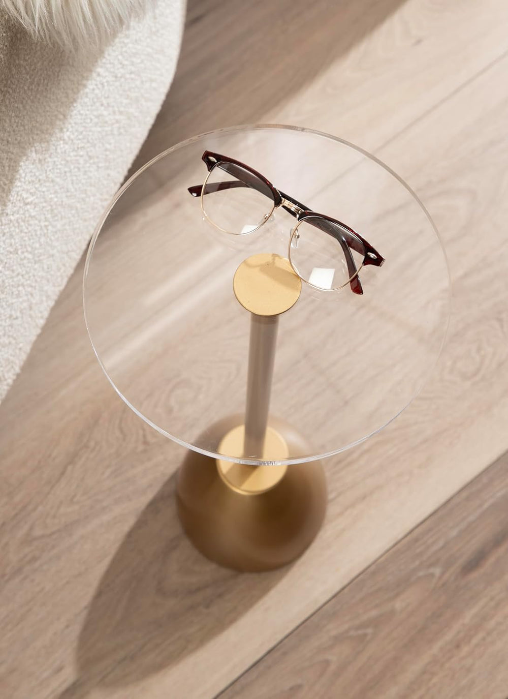Kate and Laurel Acari Modern Round Pedestal Drink Table, 10 x 10 x 22, Clear ...