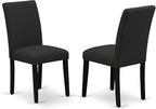 East West Furniture X697AB624-7 7 Piece Modern Dining Table Set Consist of a Rectangle Wooden Table with X-Legs and 6 Black Color Linen Fabric Upholstered Chairs, 40x72 Inch, Multi-Color