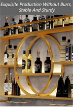 Wall Mounted Wine Rack with Light,3-Tier Metal Wine Bottle Shelf with Wine Glass Holder, Modern Bar Shelves Bar Liquor Bottle Display Shelf Multifunctional Wine Storage Rack for Home Bar (Black, 140)
