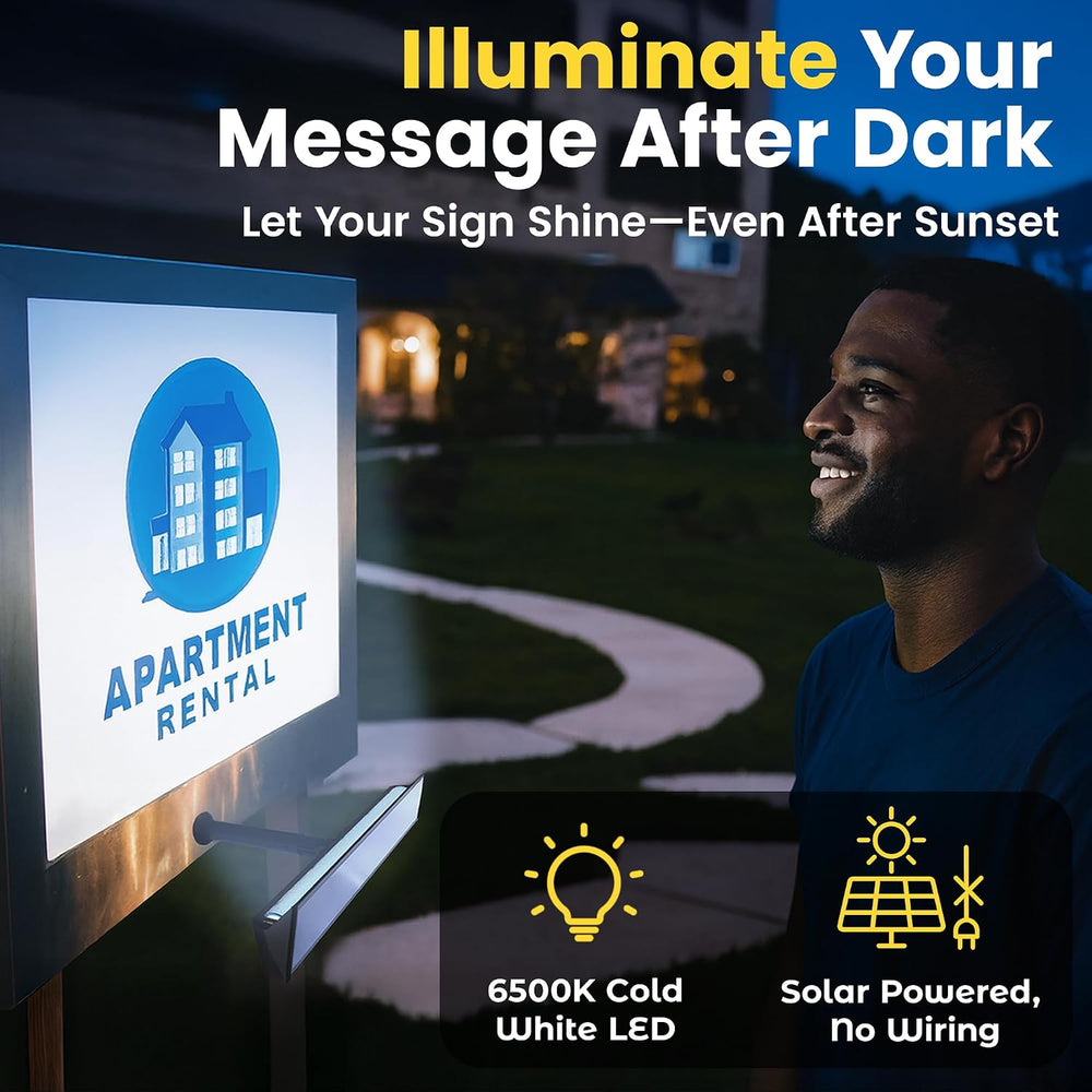 Brighticonic Solar Sign Lights Outdoor Black – LED Solar Sign Light for House...