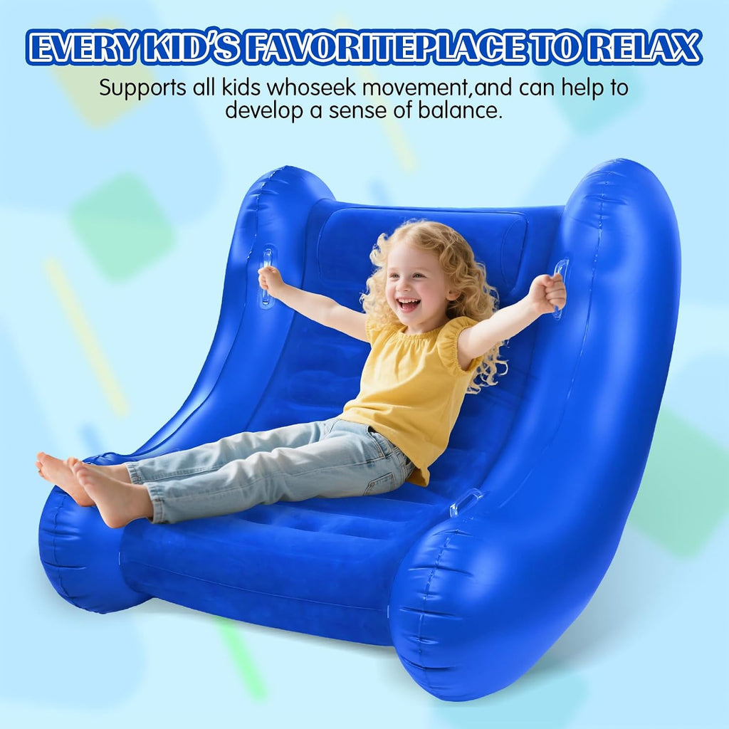 Sensory Rocker Chair for Kids, 42” x 42” x 38” Inflatable Pod Rocking Chair, Air Cloud Rocker, Autistic ADHD Sensory Chairs for Child, Indoor/Outdoor Toddler Rocking Chair