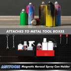 AIRTOON 2PCS Magnetic Aerosol Spray Can Holder, Magnetic Bottle Holder for Garage, Workspace and Home, Red and Black