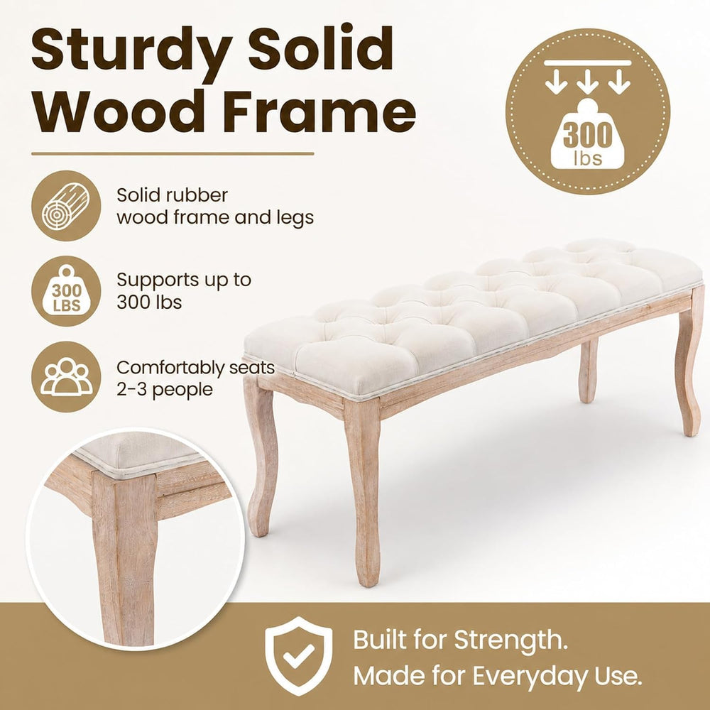 Anwick 43.3" Tufted Upholstered Entryway Bench, End of Bed Bench with Pa...
