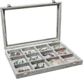 Stratalife Jewelry Holder Organizer Jewelry Organizer Box Bracelet Storage Velvet Jewelry Tray with Clear Lid Jewelry Drawer Organizer Jewelry Display Tray 12 Grid Grey