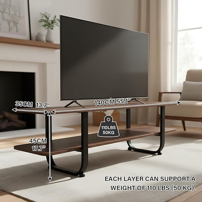 Tiita Bamboo TV Stand with Storage for TV up to 65 inch, Bamboo Rattan TV Con...