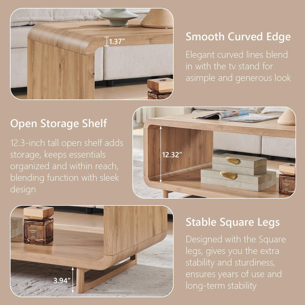 IFGET 48" Modern Coffee Table, 2-Tier Minimalist Center Table with Stora...