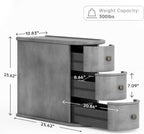 Wood End Table with 3 Drawers, No Assembly Required Narrow Sofa Side Table for Living Room, Vintage Slim Nightstand Bedside Table Bedroom (3 Drawers, Grey, 1Pc)