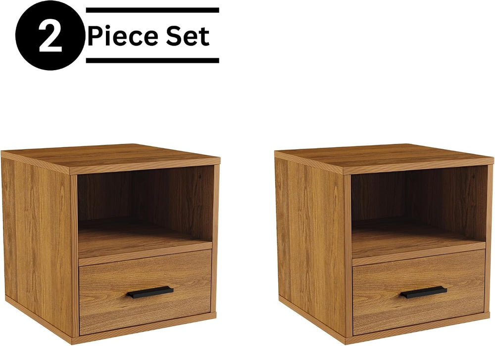 Lavish Home Side Table with Storage - Set of 2 Minimalist Modern Nightstand o...